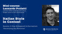 Session 3: Italian Style in Context